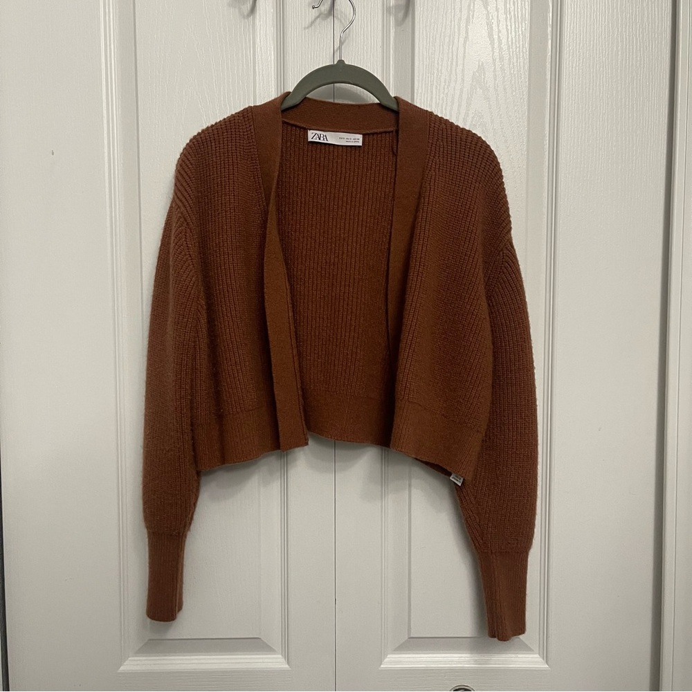 Zara Women's cropped Brown Sweater